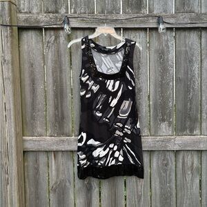 Express Black and White Patterned Dress with Sparkles